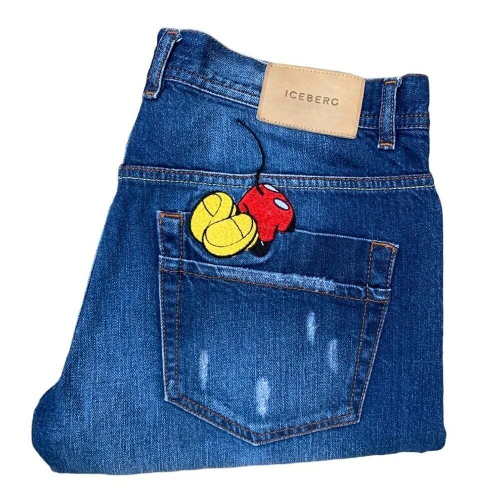 RARE Iceberg X Disney Embroidered Jeans 'Mickey Mouse 1974 to the Future Jeans'